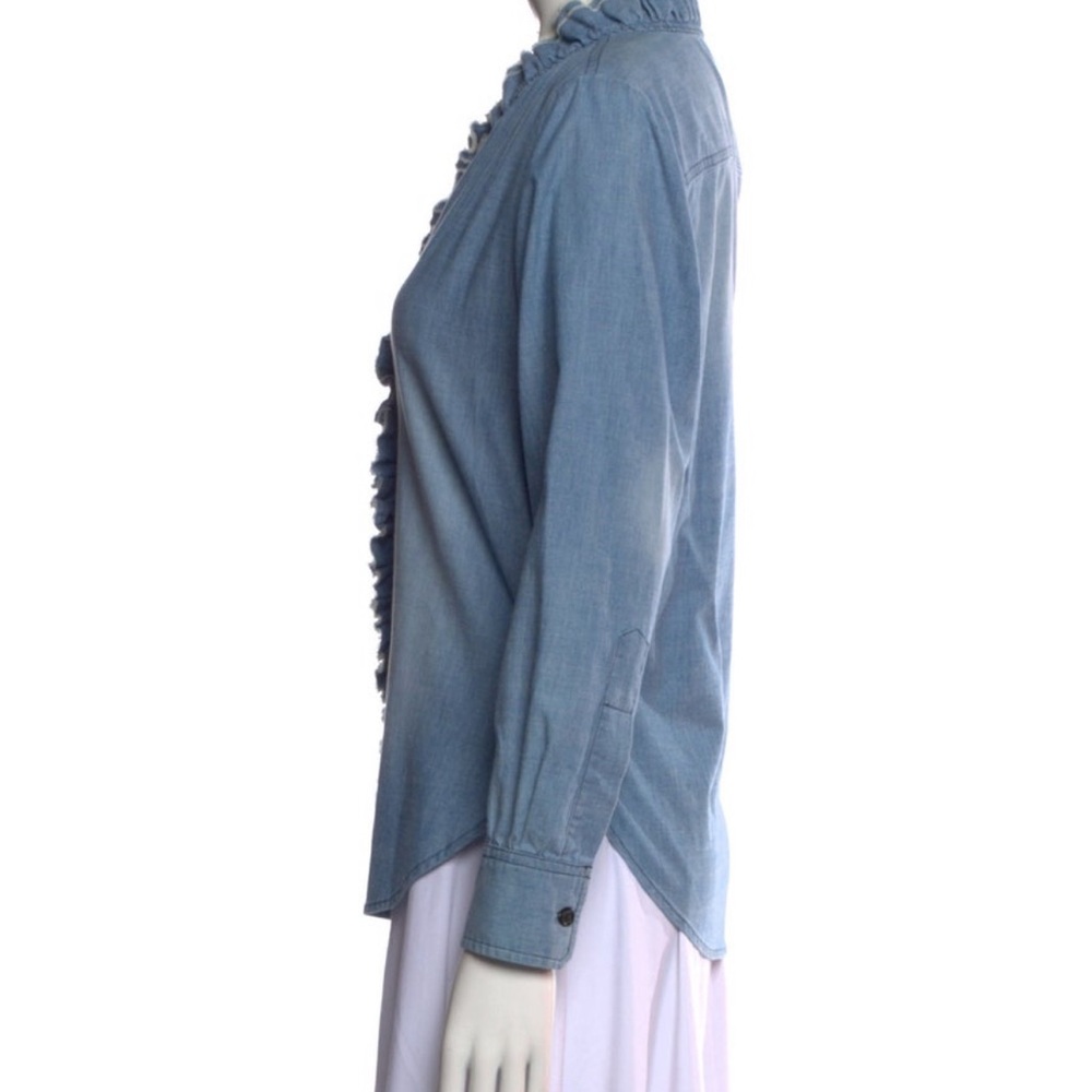 Isabel Marant Etoulr Blue Ruffled Denim Top - Picture 3 of 6